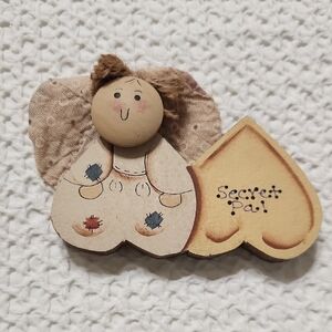 Handcrafted Wooden Secret Pal Angel Decor